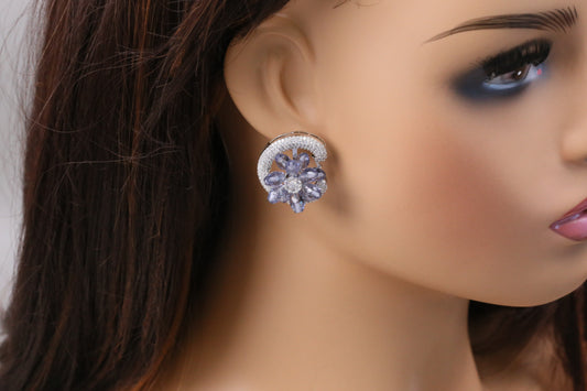 Premium CZ & Lavender Crystal Studs (102-21)