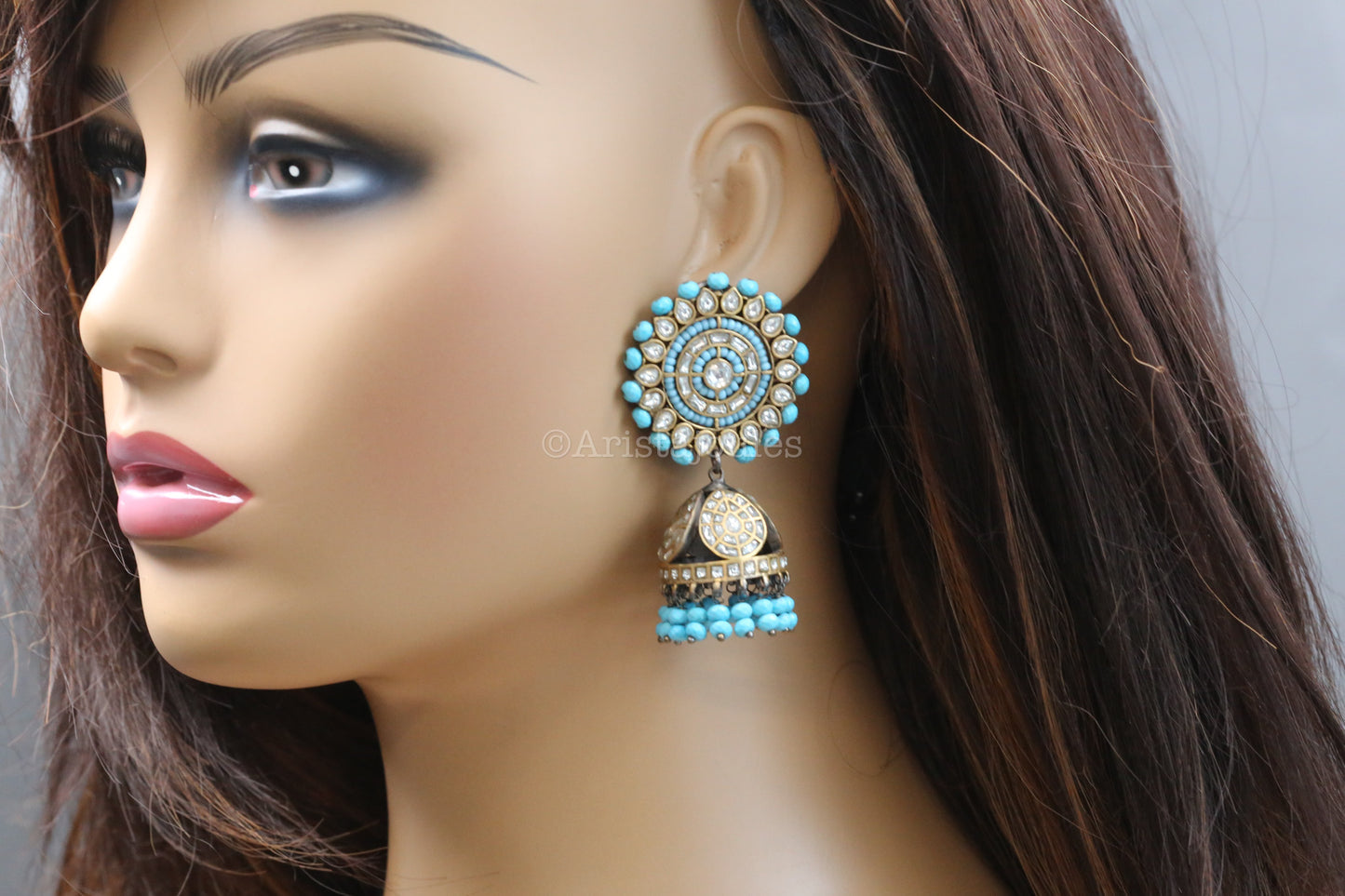 Firoze Dual Tone Vintage Polish Jhumka