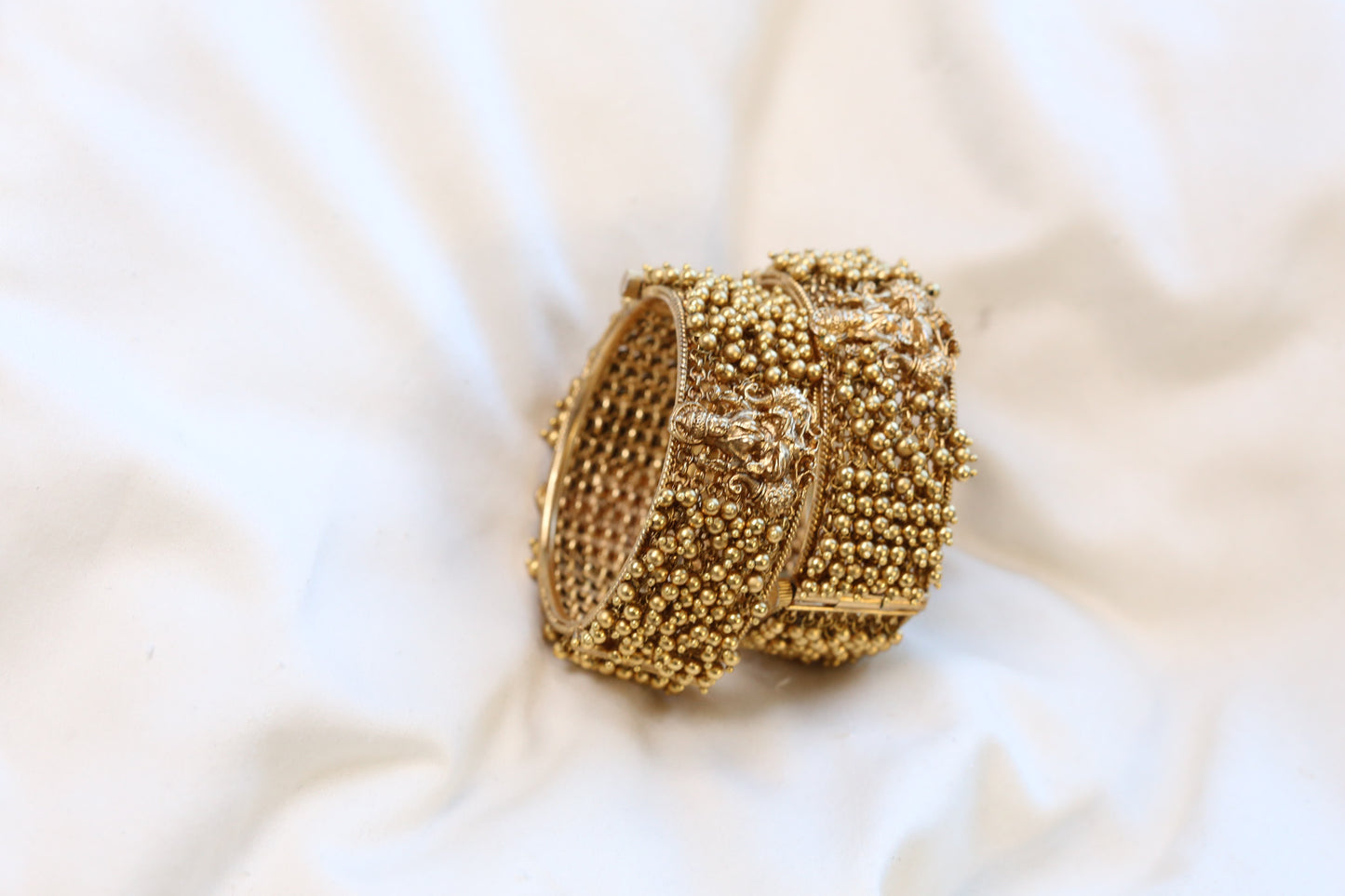 Antique Gold Lakshmi Bangle Set (Openable)