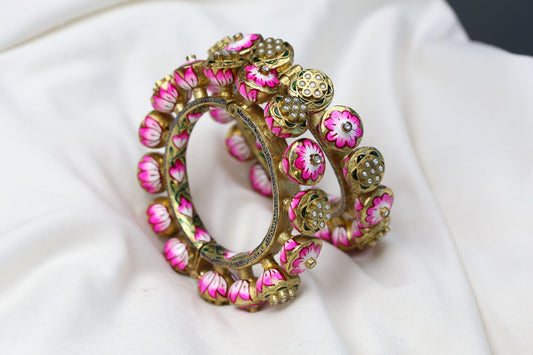 Gayatri Meenakari Kundan Pacheli Bangle (Openable)