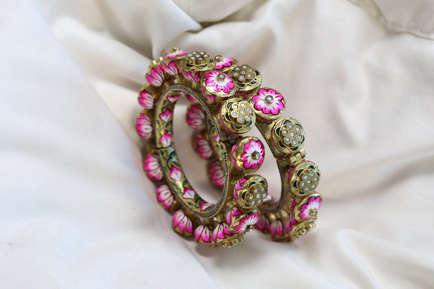 Gayatri Meenakari Kundan Pacheli Bangle (Openable)