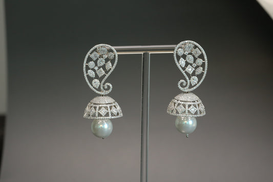 Silver Finish Paisley Jhumka