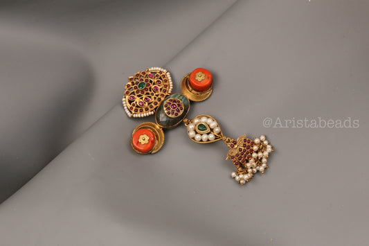 925 Silver Temple Turquoise Kundan Inlay Pendant