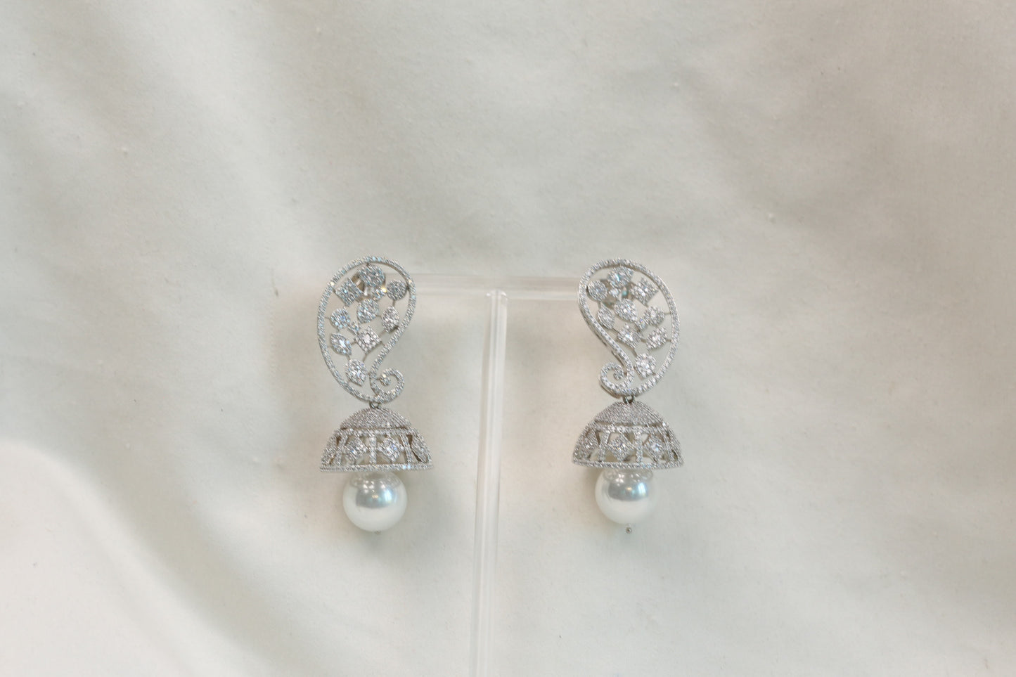 Silver Finish Paisley Jhumka