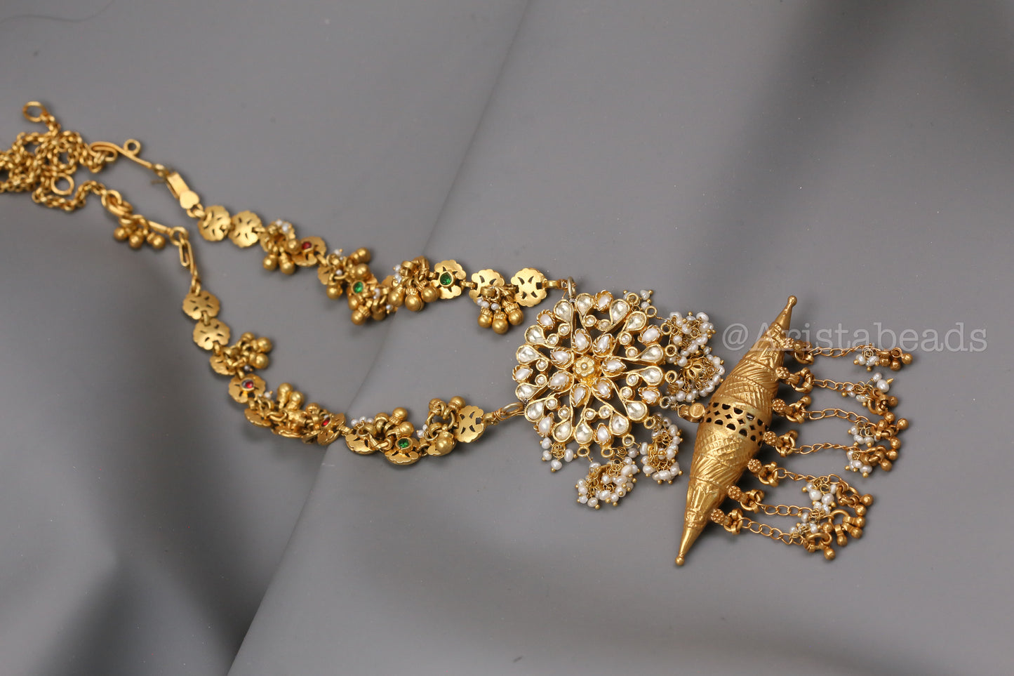925 Silver Necklace With Kundan & Real Pearls