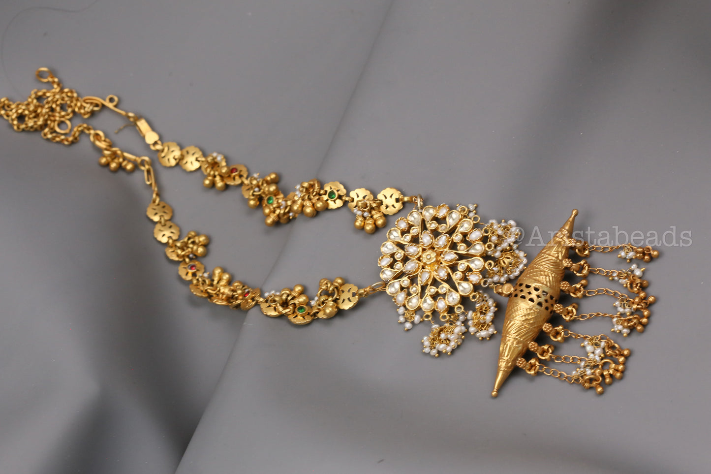 925 Silver Necklace With Kundan & Real Pearls