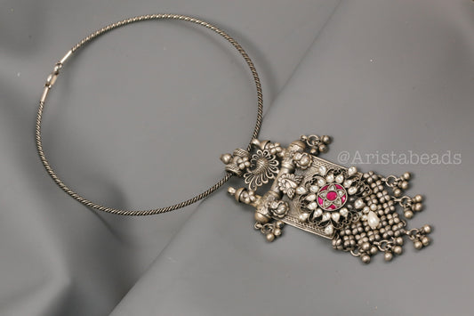 925 Silver Kundan Necklace In Hasli