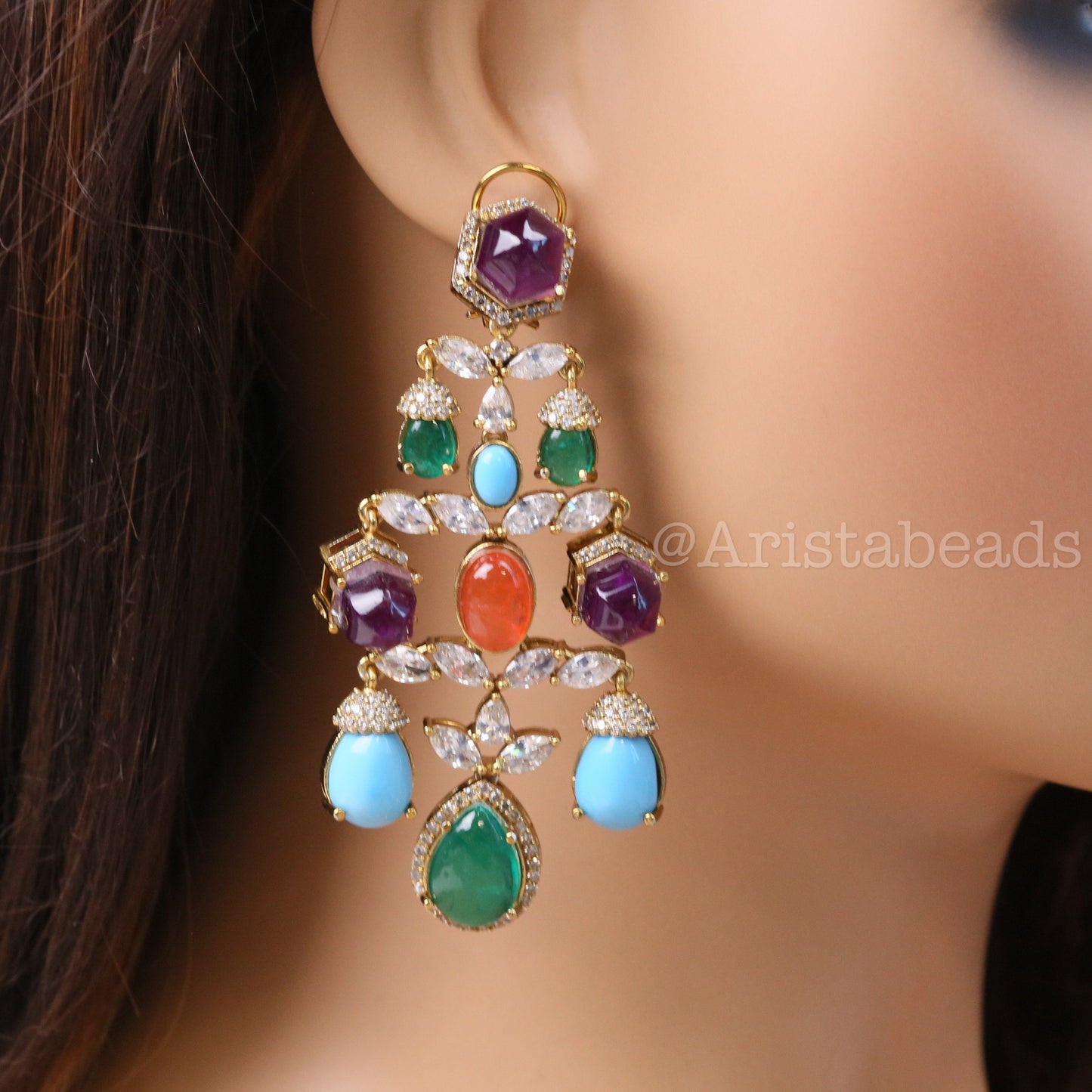 Multicolor Doublet CZ  Earrings
