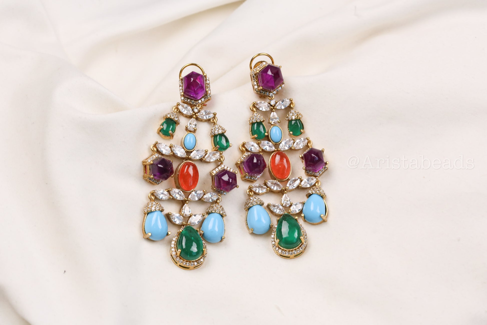 Multicolor Doublet CZ  Earrings