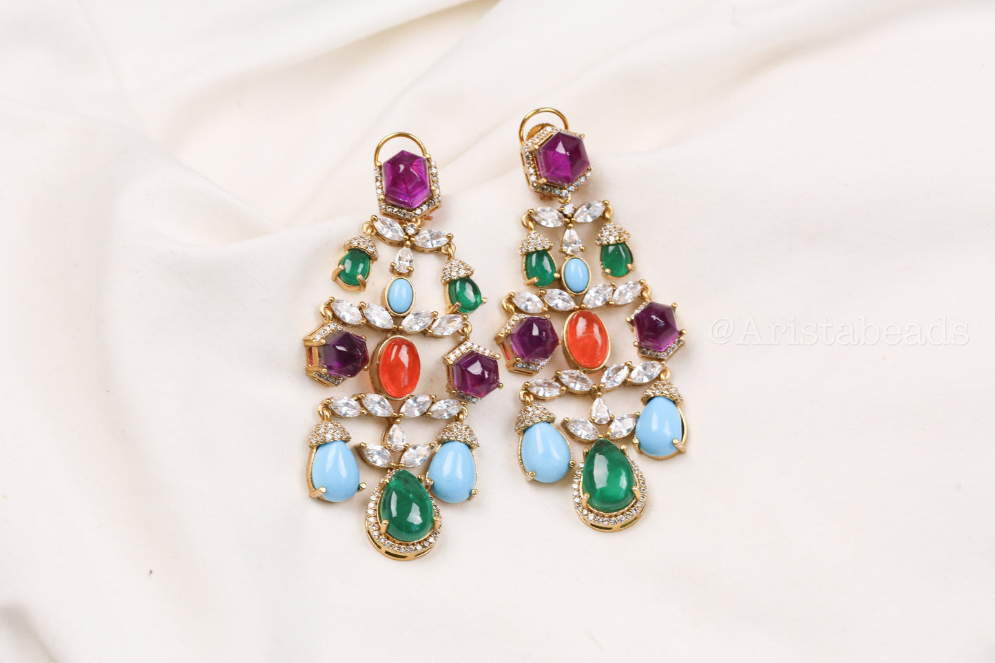 Multicolor Doublet CZ  Earrings