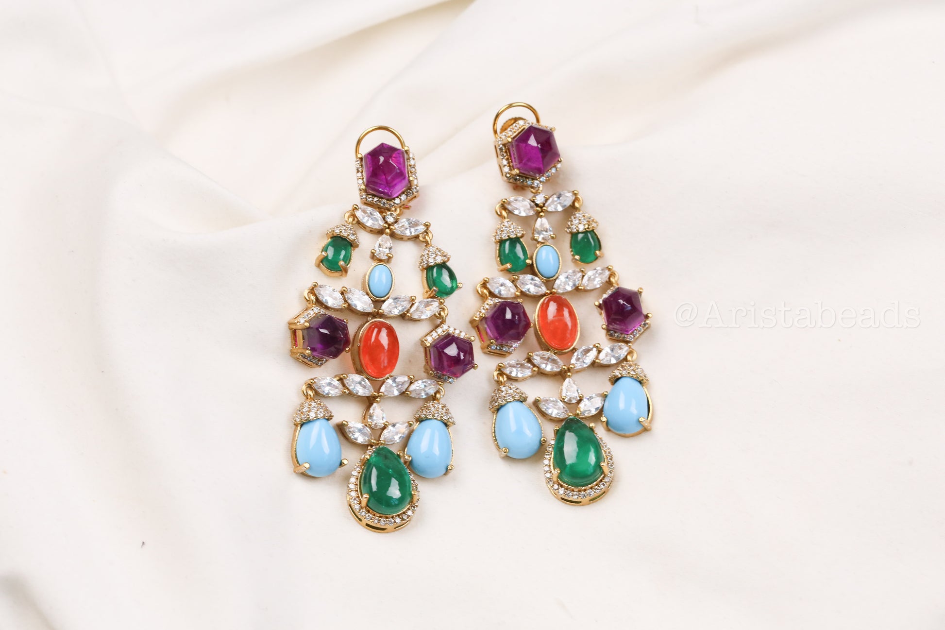 Multicolor Doublet CZ  Earrings