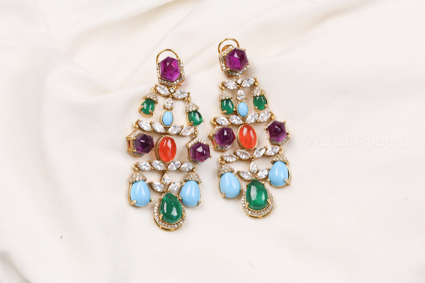 Multicolor Doublet CZ  Earrings