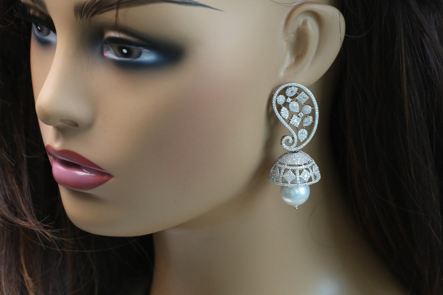 Silver Finish Paisley Jhumka