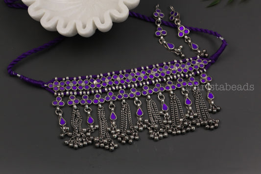 Nitya Real GlassChoker Set - Purple