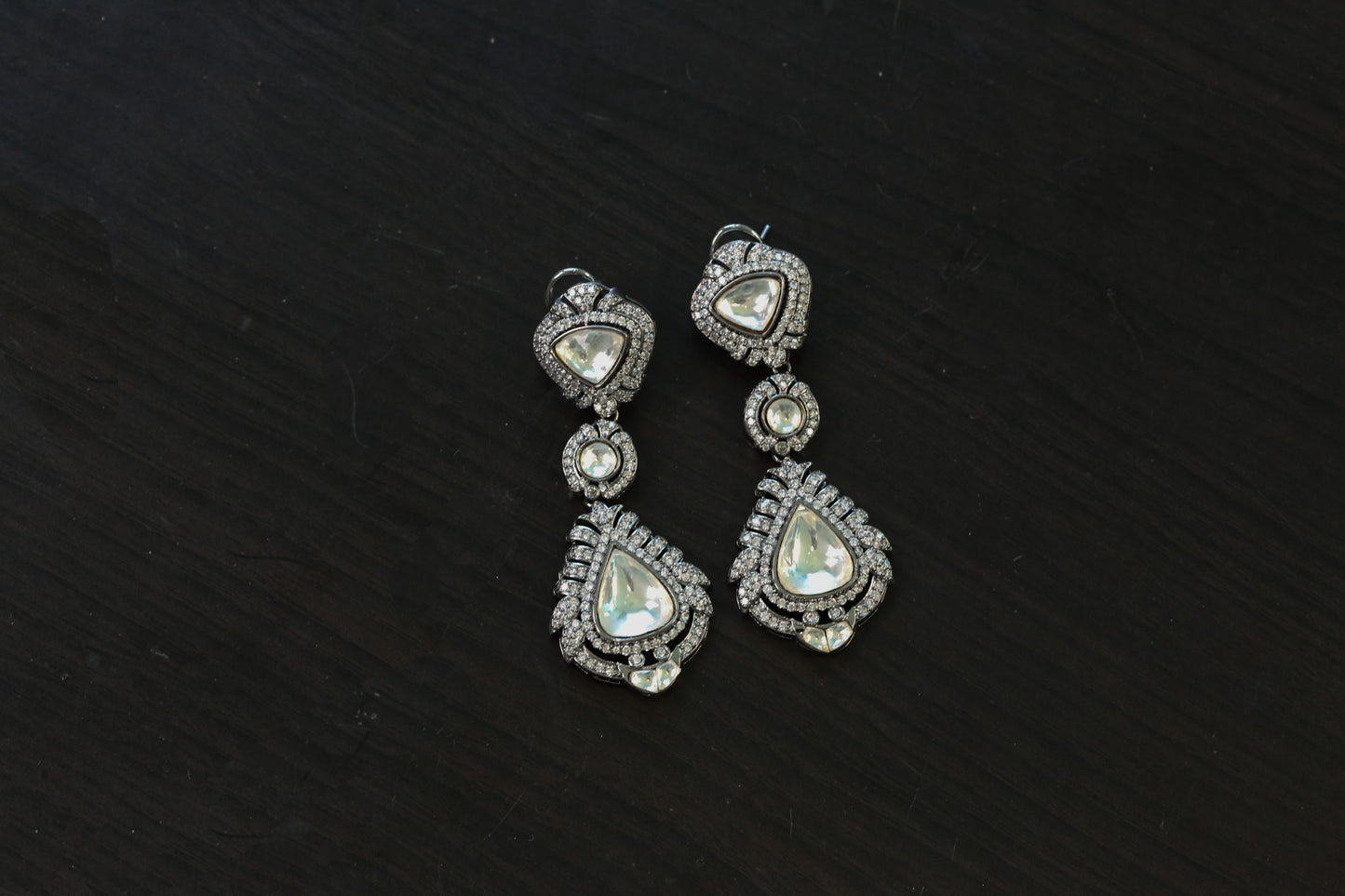Victorian Finish Cocktail Polki Earrings