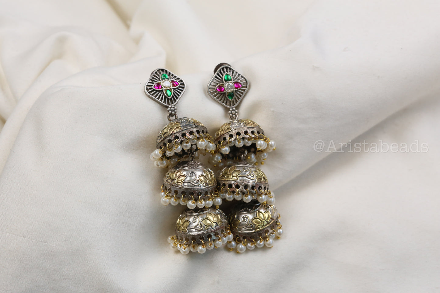 Khushi Kundan Fusion Layered Jhumka -Multi (ABJOC-25)