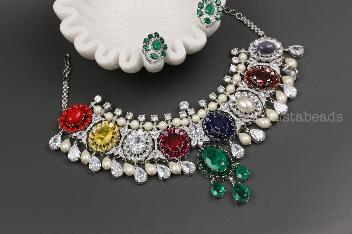 Isha Navratna Doublet Necklace Set (104-56)