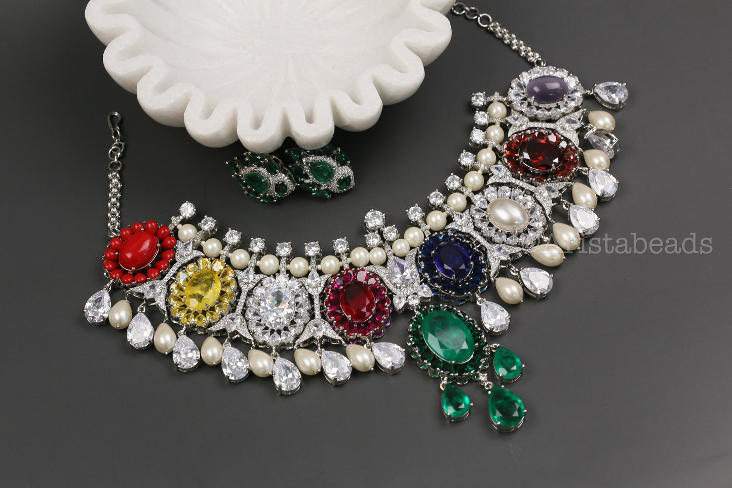 Isha Navratna Doublet Necklace Set (104-56)