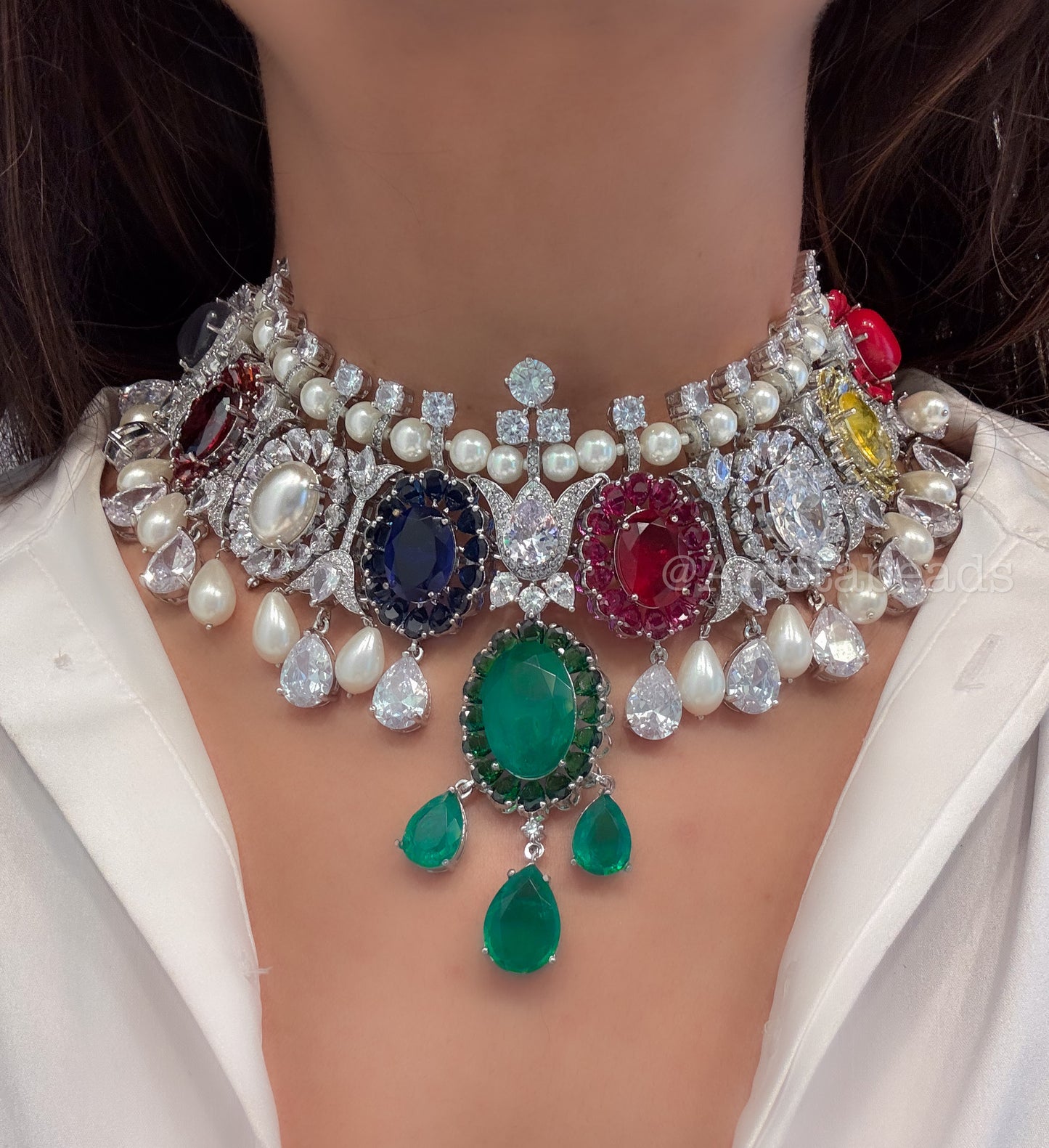 Isha Navratna Doublet Necklace Set (104-56)