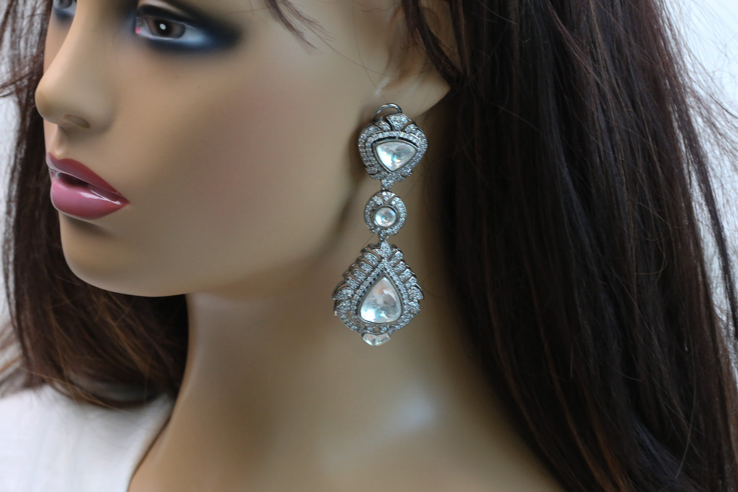 Victorian Finish Cocktail Polki Earrings