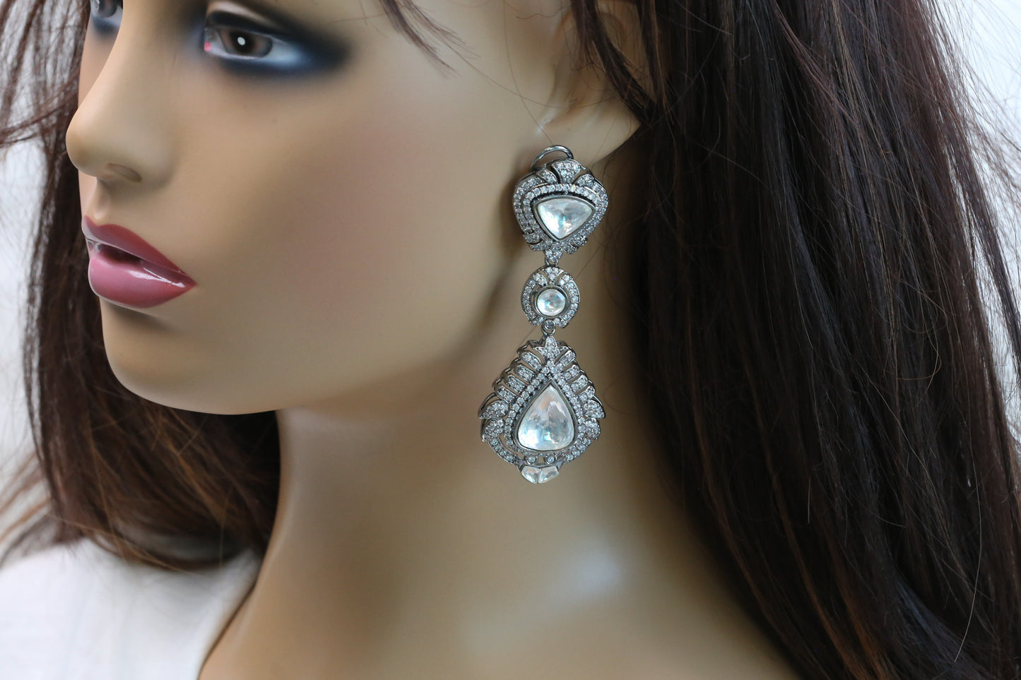 Victorian Finish Cocktail Polki Earrings