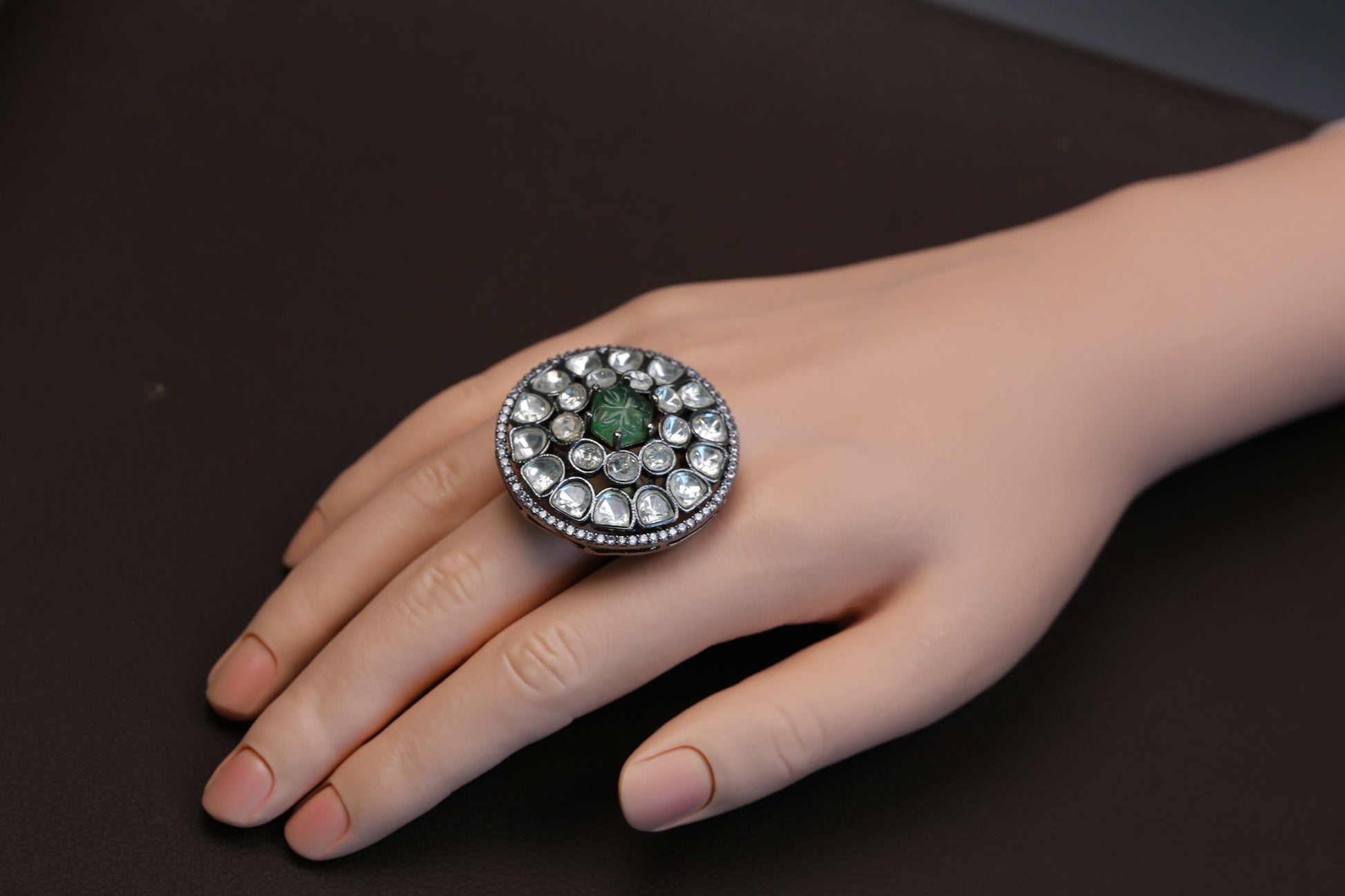 Premium Quality Uncut Victorian Polki Ring - Mint