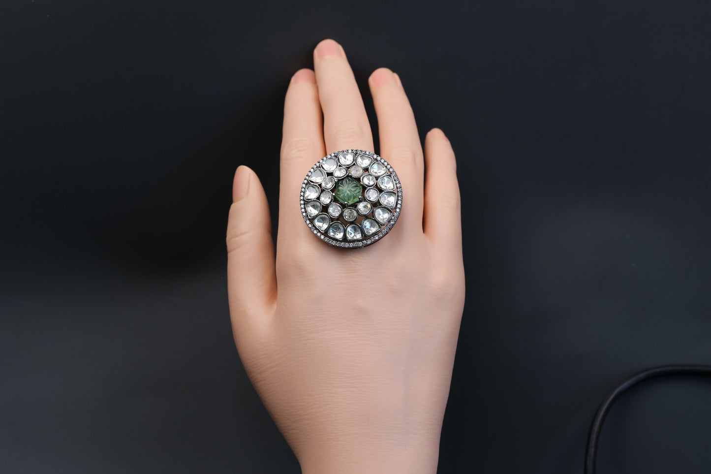 Premium Quality Uncut Victorian Polki Ring - Mint