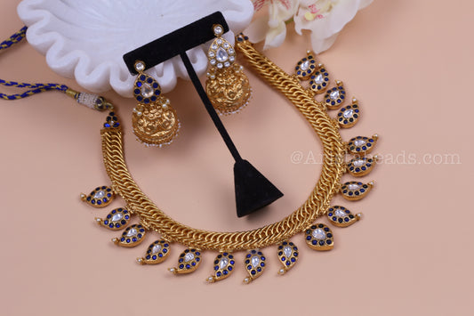 Double Sided Jalebi Mango Necklace Set - Reversible (V102-12)