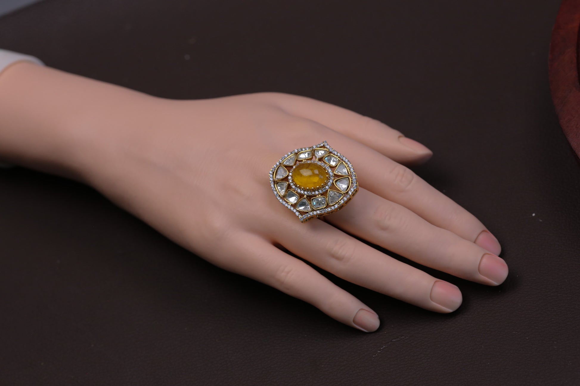 Sira Pota Doublet & Polki Ring - Yellow