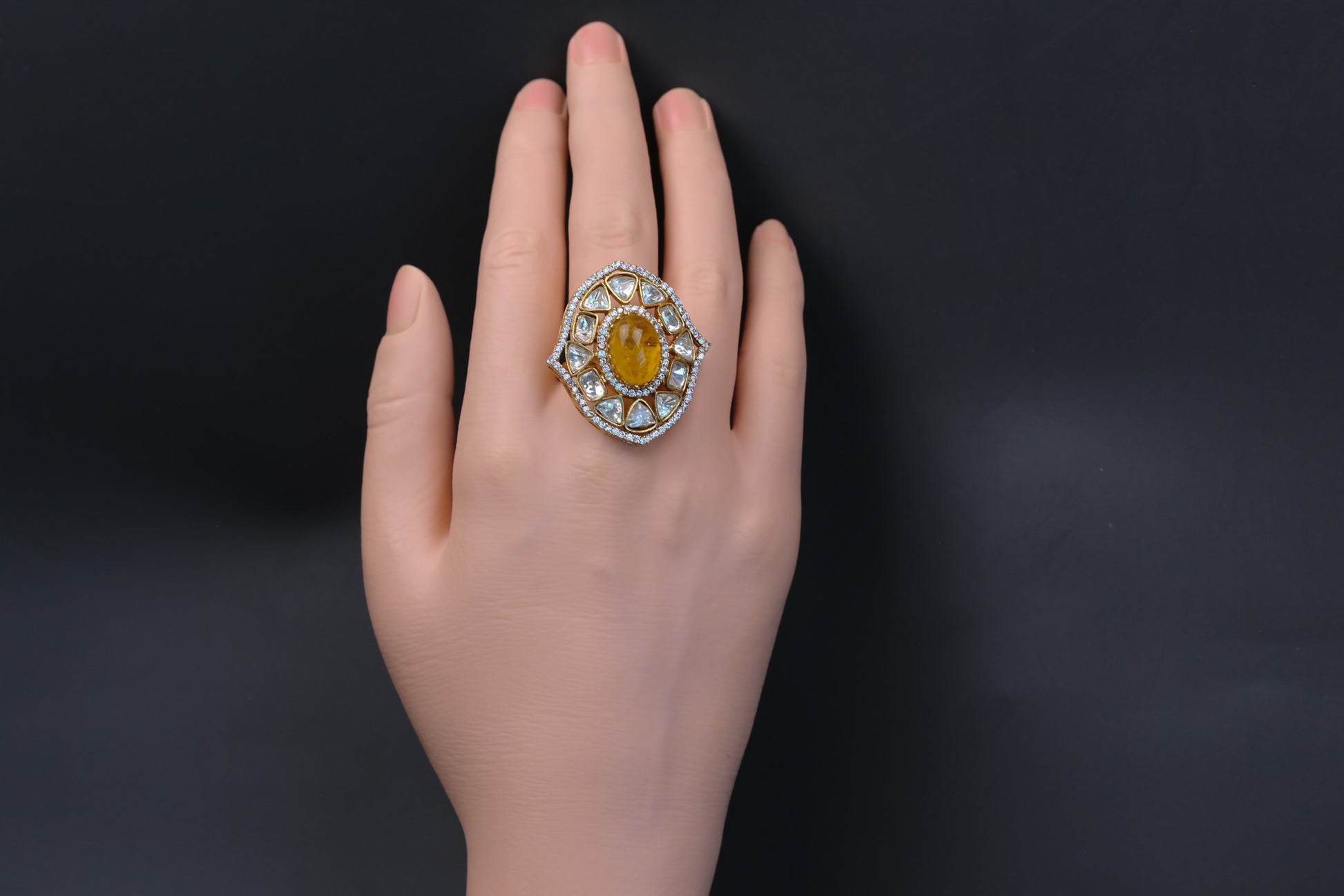 Sira Pota Doublet & Polki Ring - Yellow