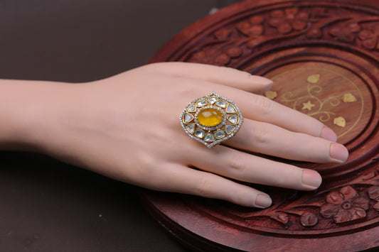 Sira Pota Doublet & Polki Ring - Yellow