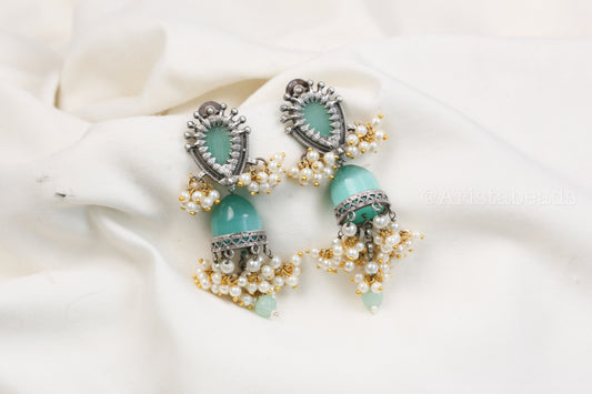 Trisha Stone Jhumka - Mint (ABJOC-42)