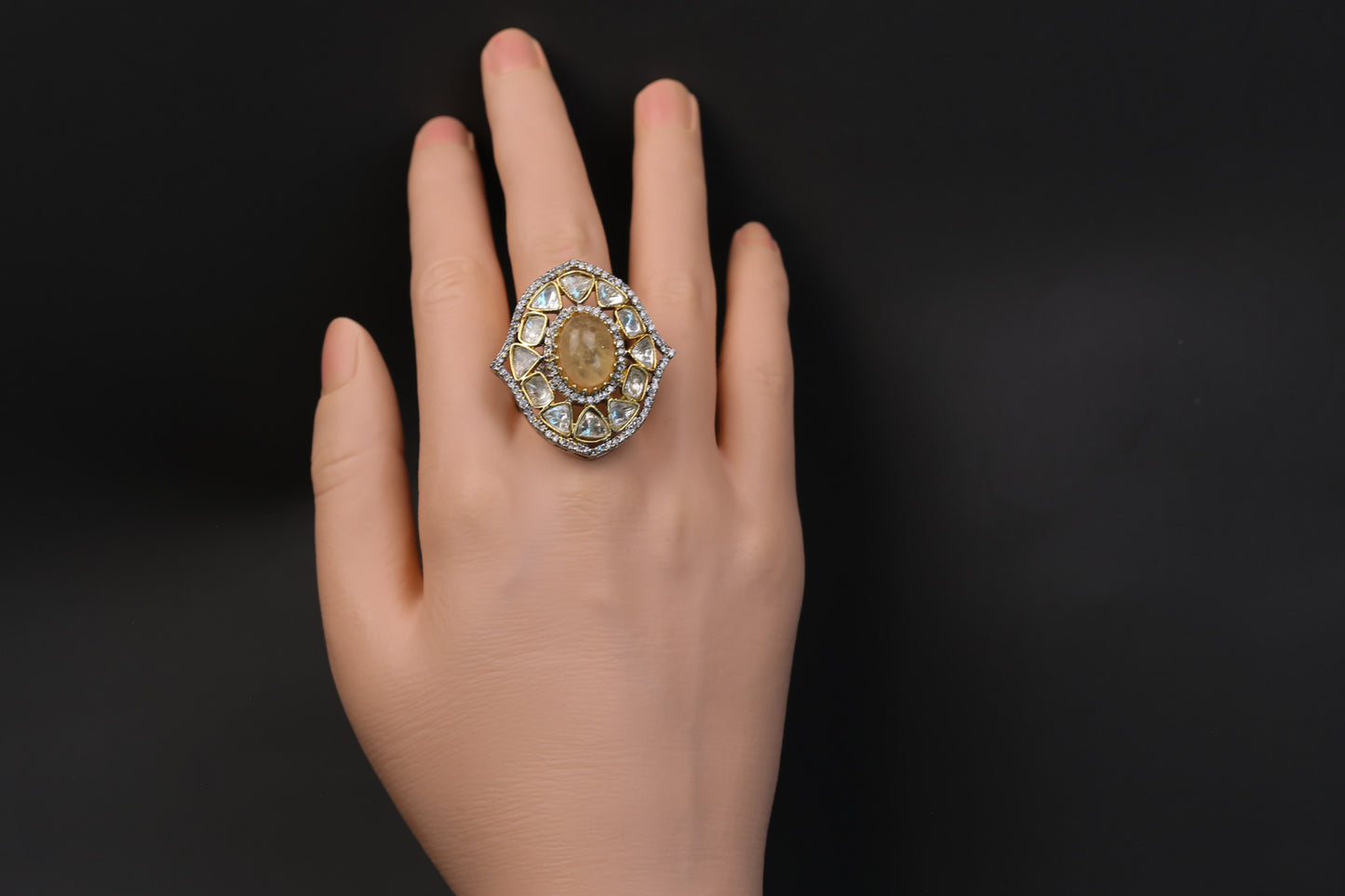 Sira Pota Doublet & Polki Ring - Peach