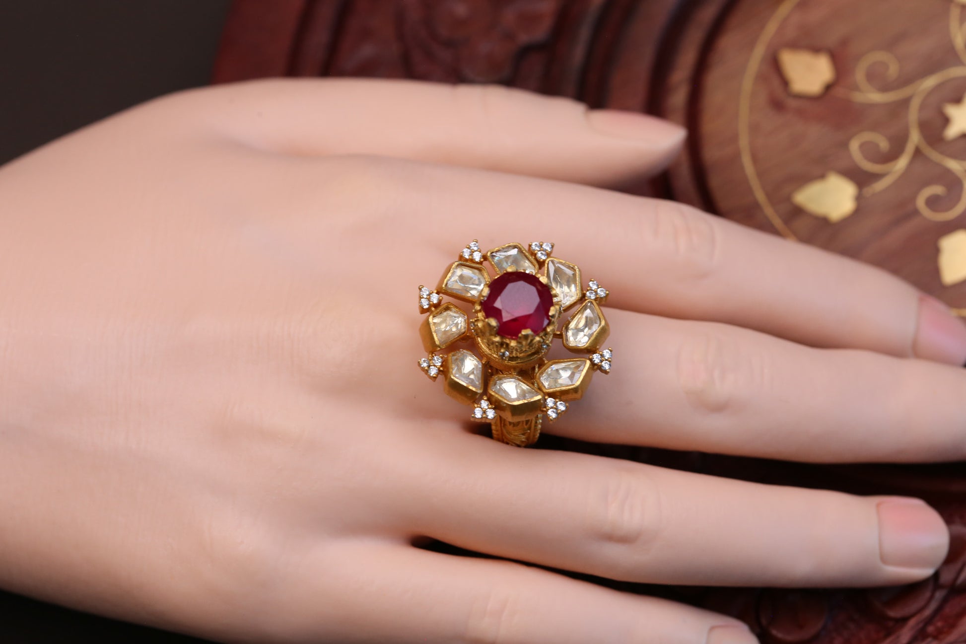 3D Real Moissanite Ring -Red