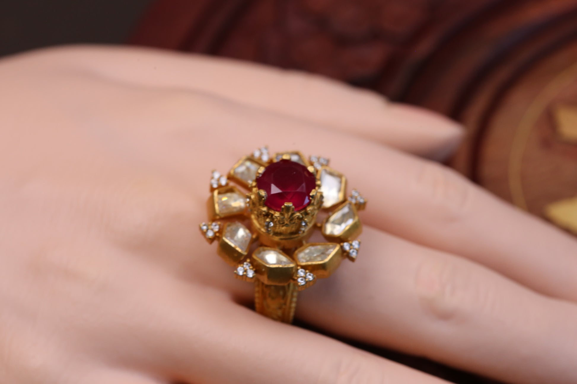 3D Real Moissanite Ring -Red