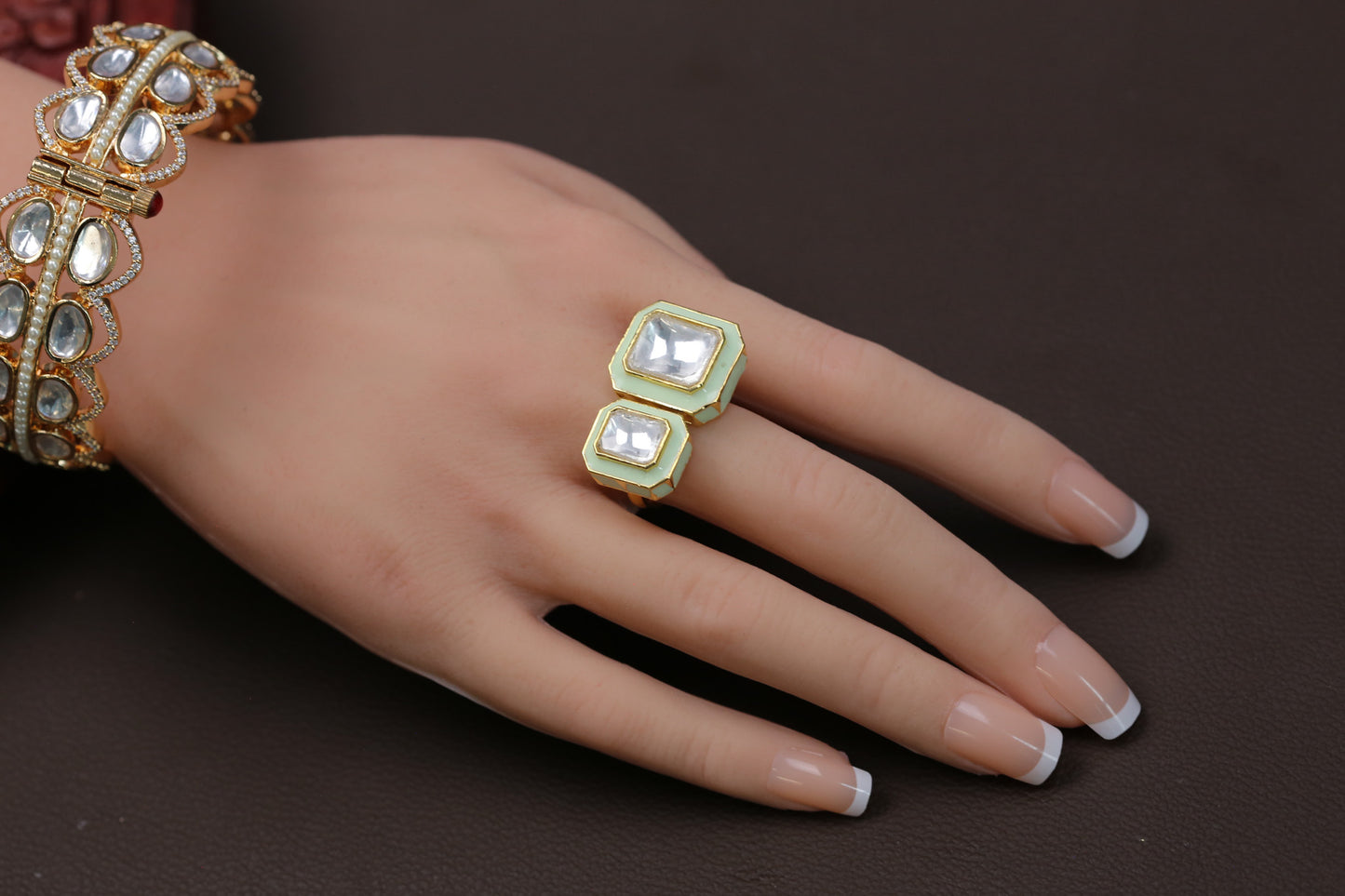 Kundan Enamel Rings ( Adjustable) - Pista