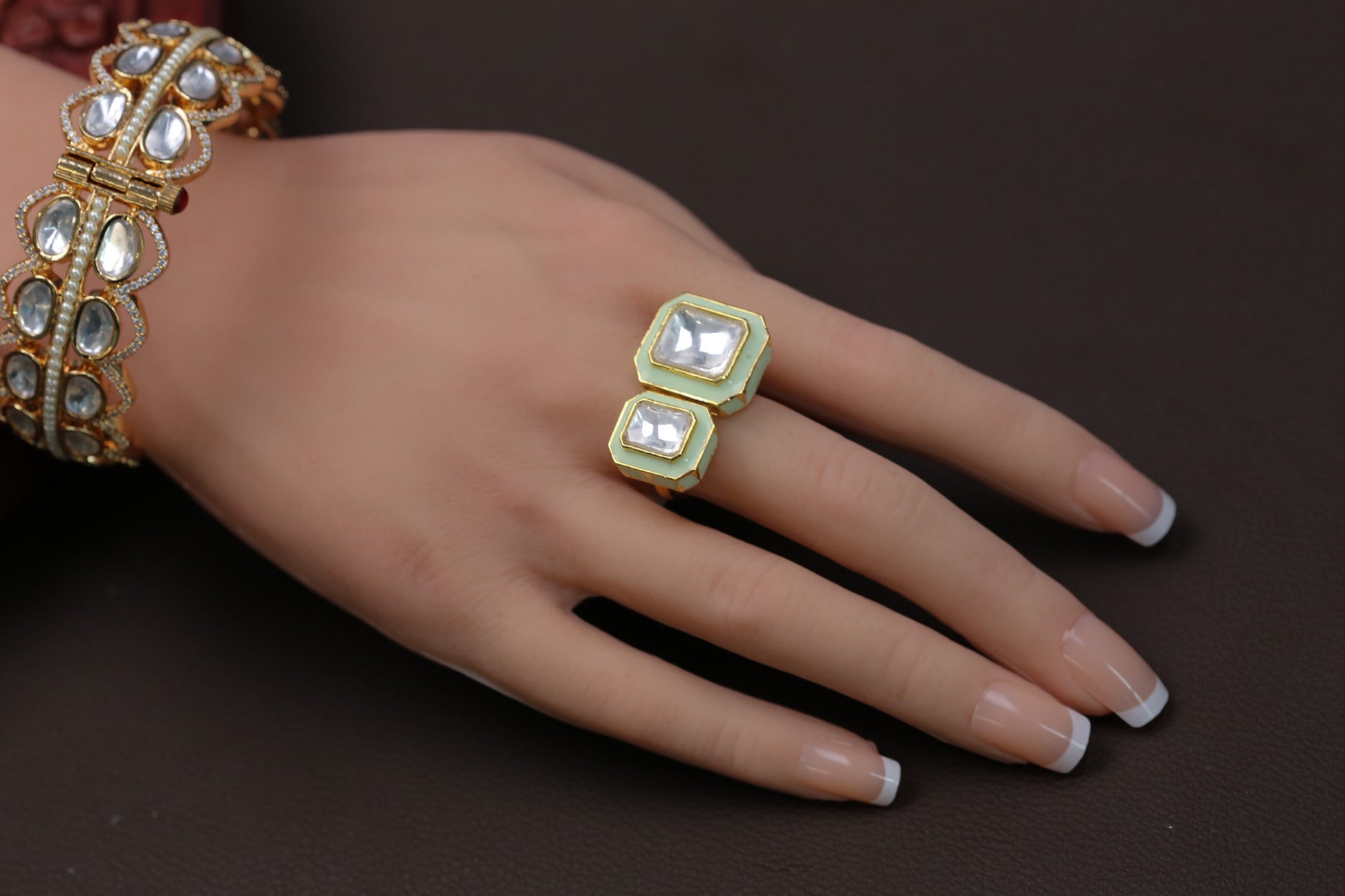 Kundan Enamel Rings ( Adjustable) - Pista