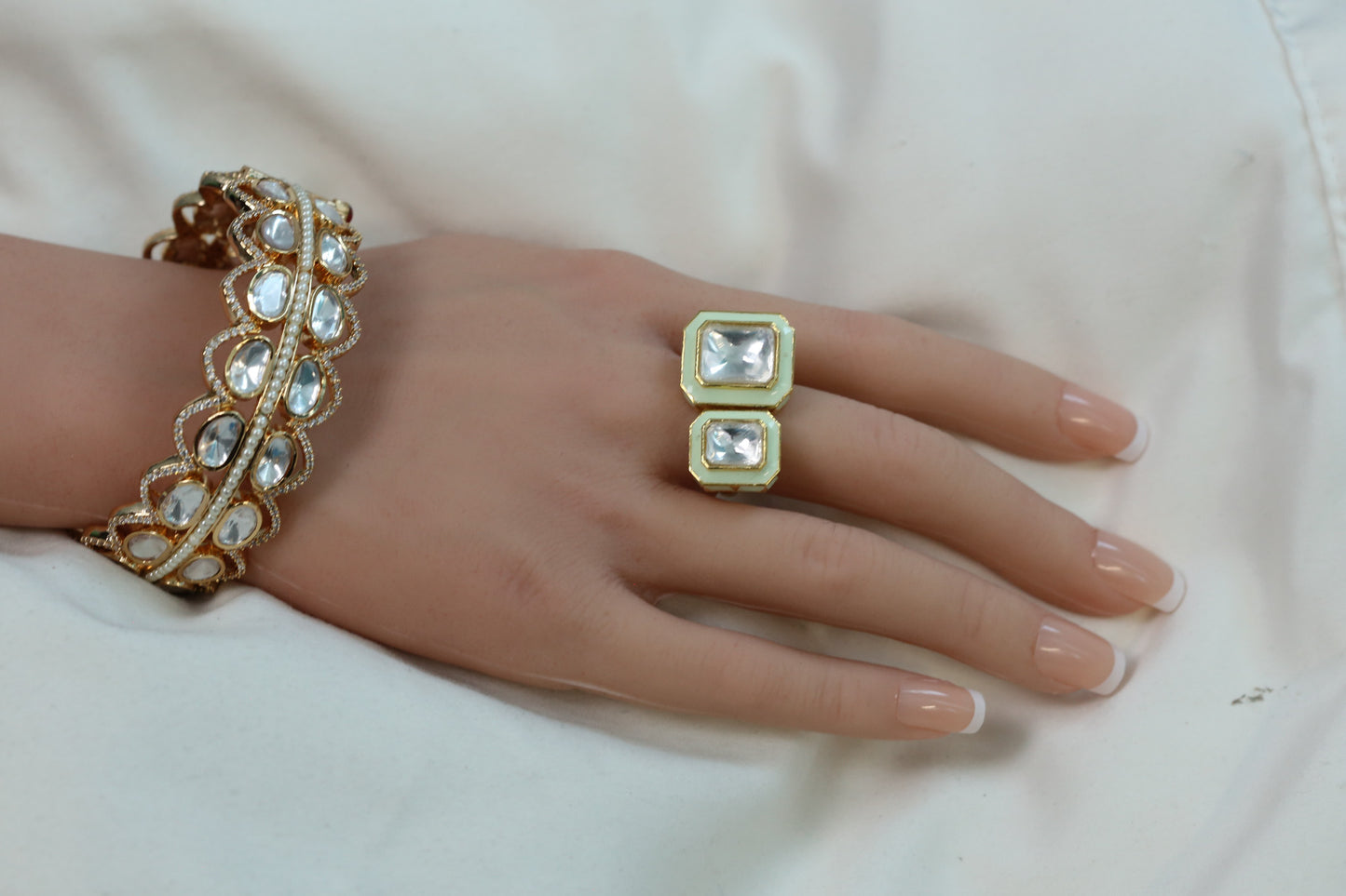 Kundan Enamel Rings ( Adjustable) - Pista