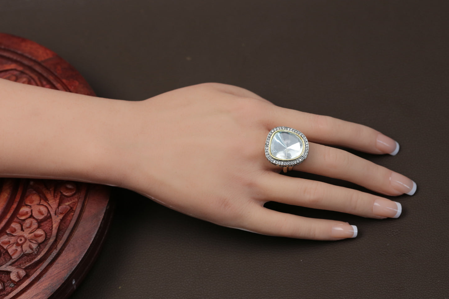 Kundan Clear Polki Ring