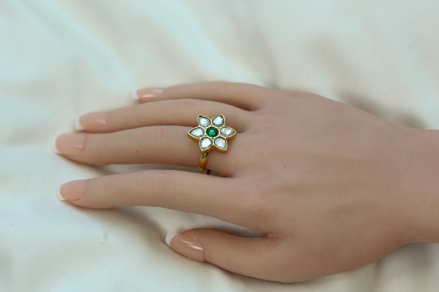 Raas Clear Green Kundan Ring