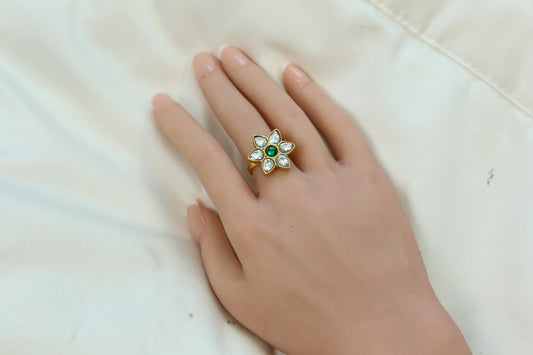Raas Clear Green Kundan Ring