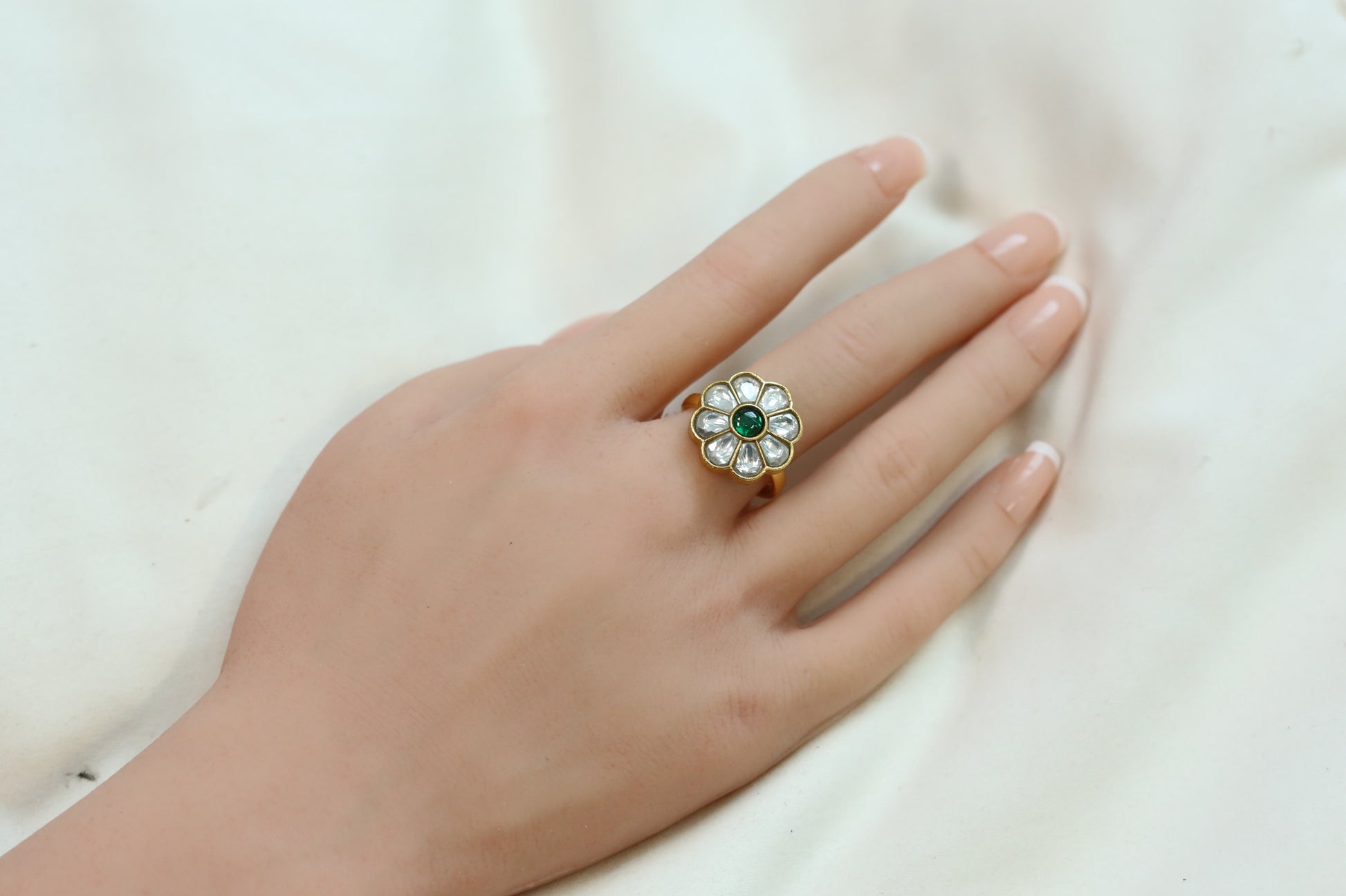 Sabha Clear Kundan Ring