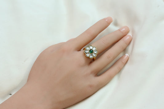 Sabha Clear Kundan Ring