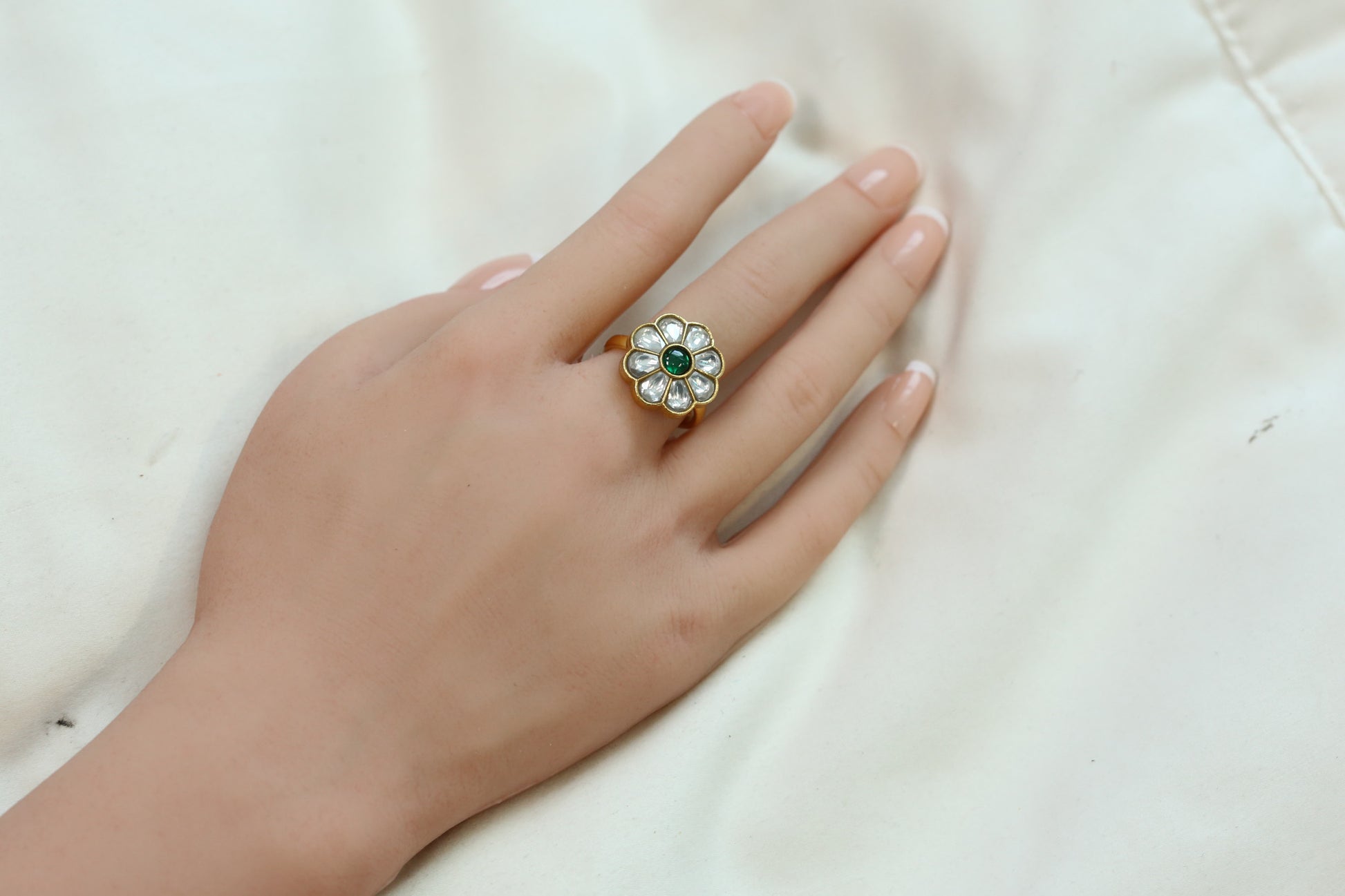 Sabha Clear Kundan Ring