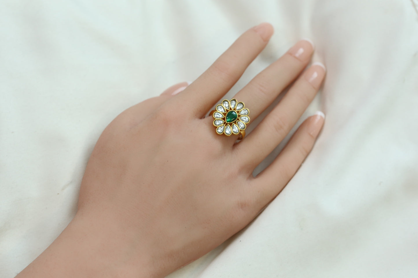 Laya Clear Kundan Ring