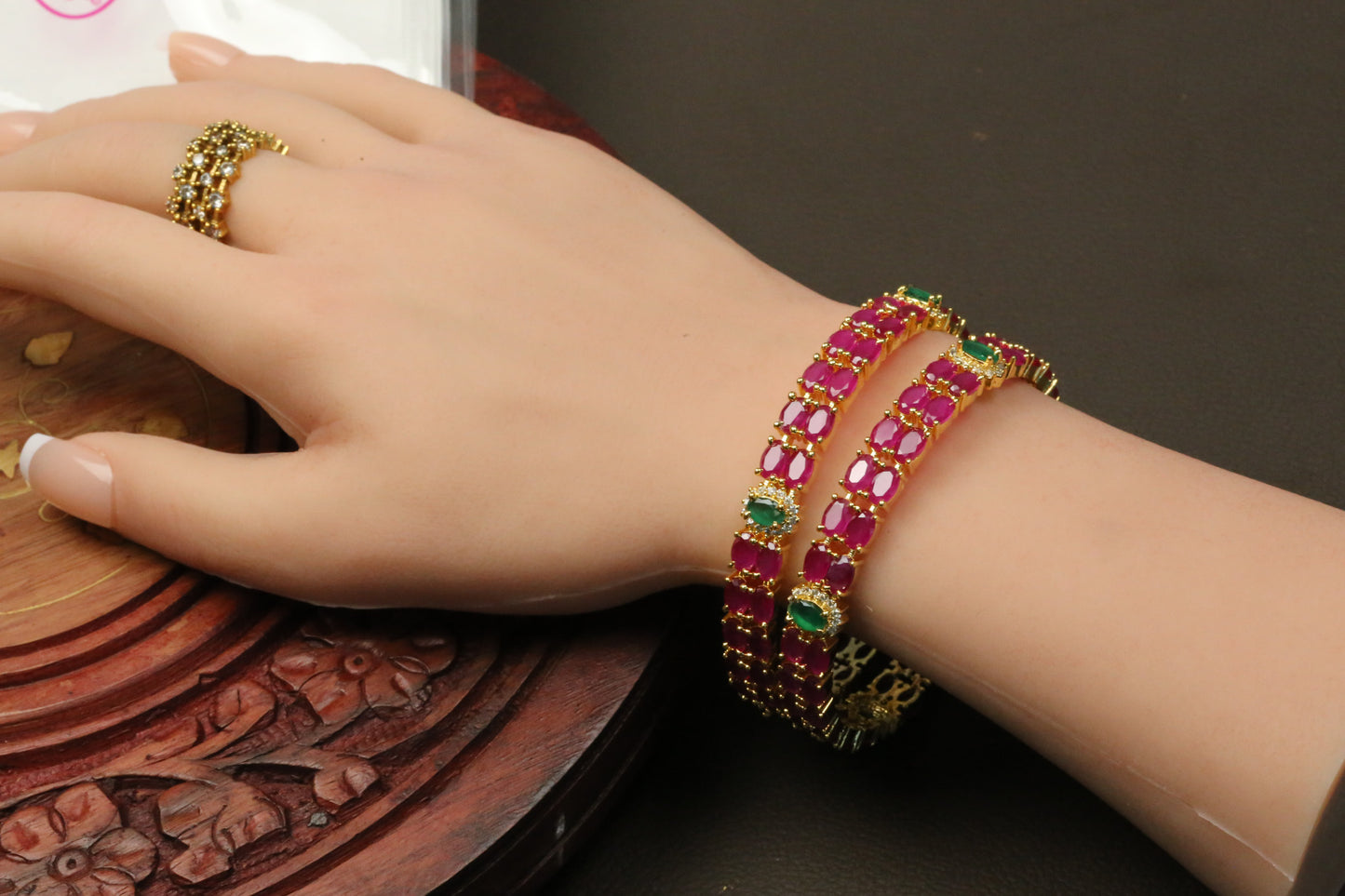 Jeena Ruby Clear Bangle Set - Style 4
