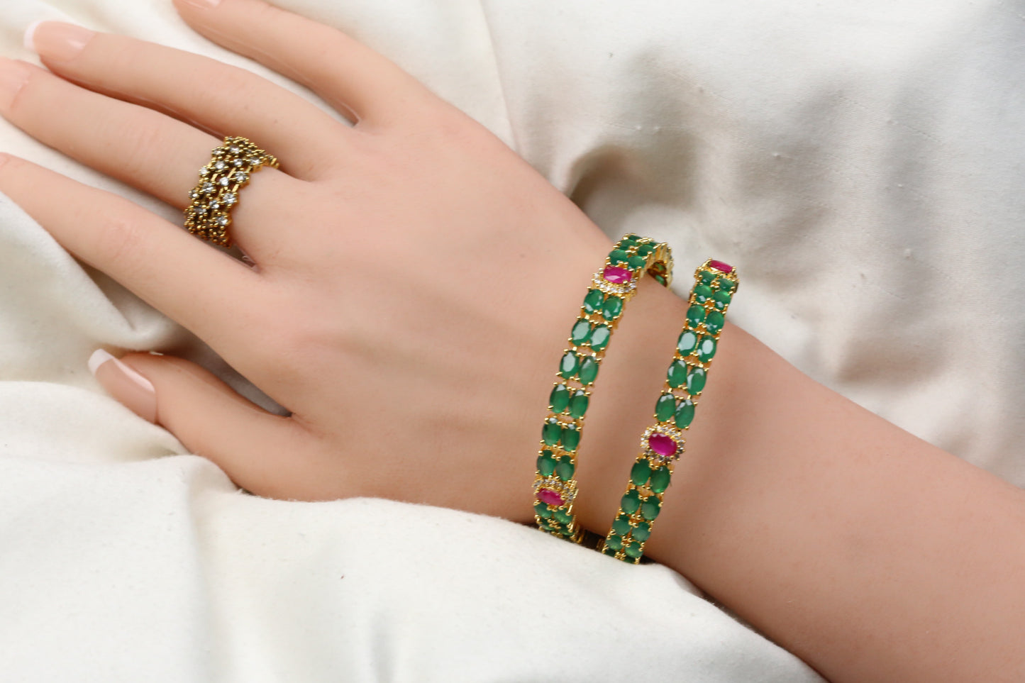 Jeena Ruby Clear Bangle Set - Style 3