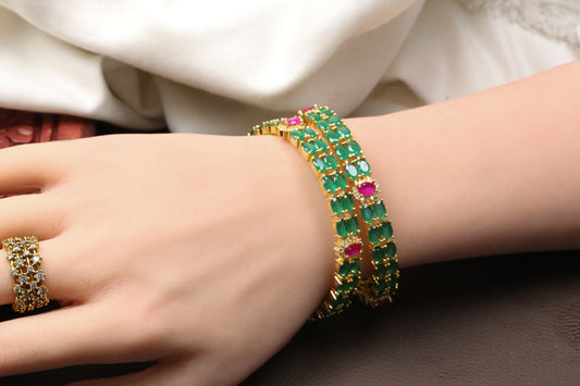 Jeena Ruby Clear Bangle Set - Style 3