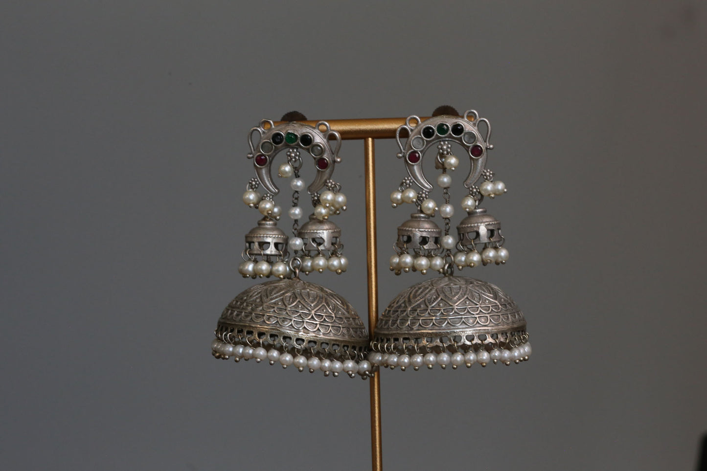Layered Silver Tone Earrings - Multi