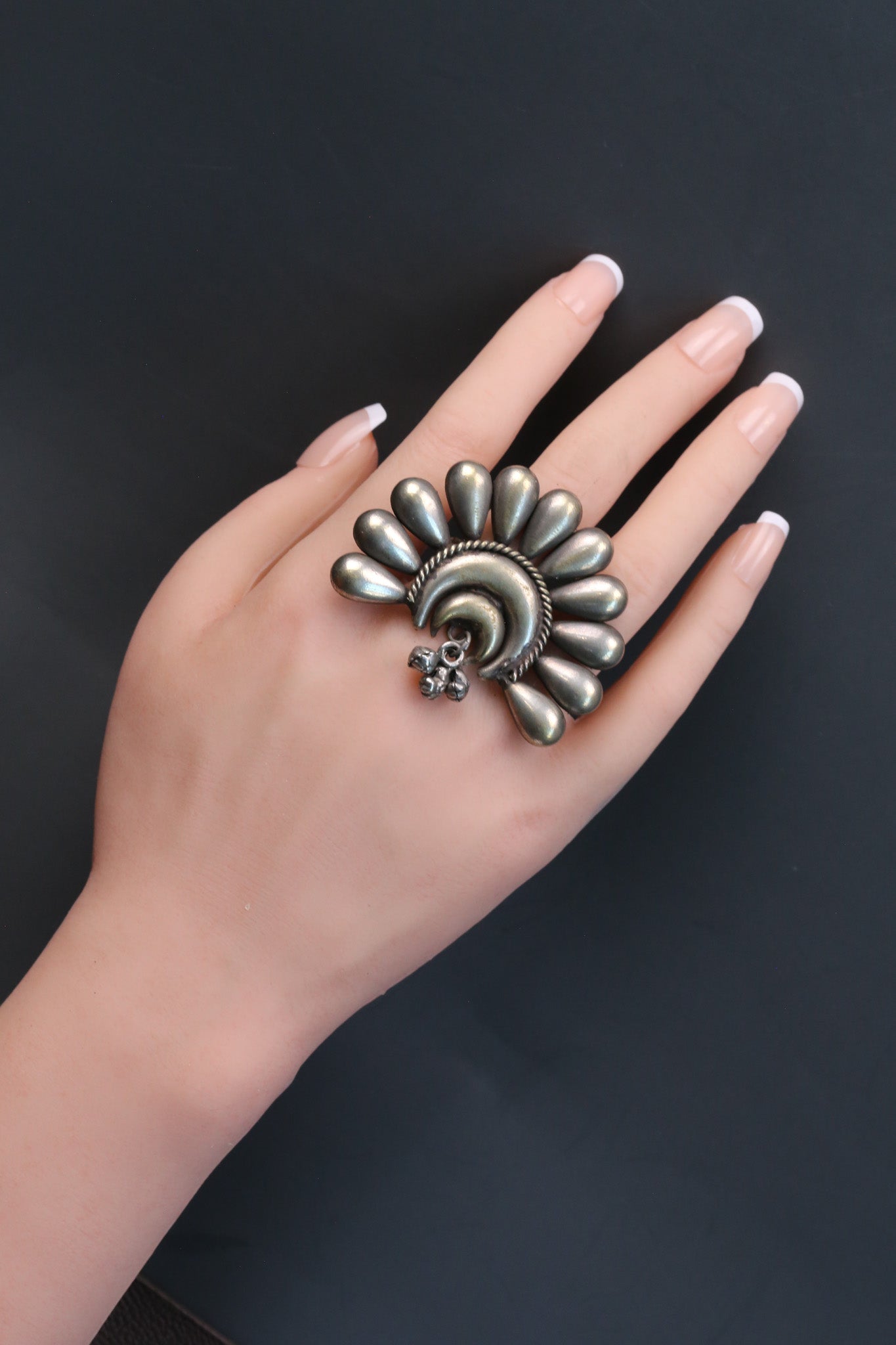 Surya Oxidized Round Adjustable Ring